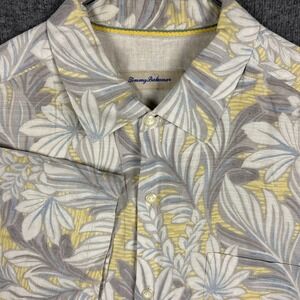 Tommy Bahama Shirt Mens XL Tall Silk Blend Hawaiian Floral Print Summer Beach